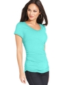 Top, Short-Sleeve Ruched Solid Tee