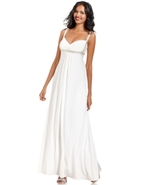 Dress, Sleeveless Draped Beaded Gown