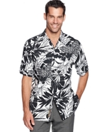Shirt, Short Sleeve Leaf Print Shirt