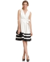 Petite Dress, Sleeveless Belted Striped A-Line