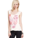 GUESS Top, Sleeveless Scoop-Neck Heart-Print Tank