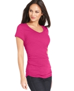 Petite Top, Short-Sleeve Ruched Tee