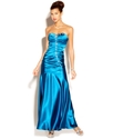 Juniors Dress, Strapless Satin Jeweled Gown