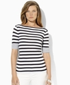 Petite Top, Three-Quarter-Sleeve Striped Tee