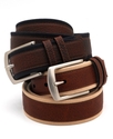 Twill Overlay Leather Belt