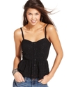 Juniors Top, Sleeveless Lace Peplum Bustier