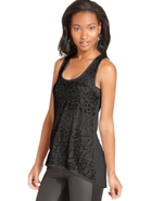 Juniors Top, Sleeveless Sequin High-Low