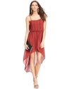Dress, Sleeveless Scoop-Neck Pleated High-Low