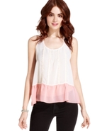 Juniors Top, Sleeveless Colorblock Babydoll