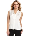 Petite Top, Sleeveless Tie-Front Blouse