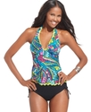 Swimsuit, Halter Psychedelic-Print Ruffle Tankini 
