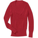 Women's V-Neck Cable Sweater