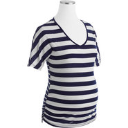 Maternity Striped V-Neck Ruched Top