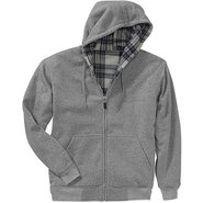 Men's Reversible Fleece Hoodie with Plaid Lining