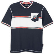 Deck V-Neck S/S Knit - Mens - Indigo/White