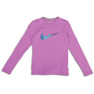 Rainbow Swoosh L/S T-Shirt - Girls Grade School - 