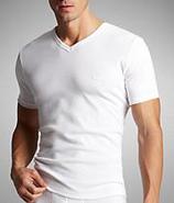Basic Pure Cotton Ribbed V-Neck T-Shirt