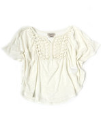 Girls Crochet Panel Butterfly Top (7-16) Cream 12/