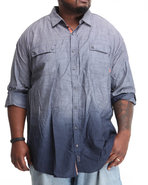 Men L/S Chambray Dipe Dye Button-Down (B&T) Navy 3