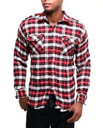Men Twisted Crinkle Flannel Shirt Black Small