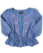 Girls Chambray Blouse (7-16) Medium Wash 7 (S)