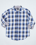Boys L/S Plaid Woven (8-20) Navy 18/20 (Xl)