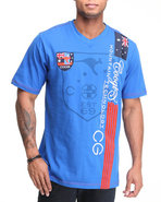 Coogi Men Expedition Mountain V-Neck Tee Blue X-La