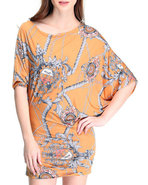 Women Chain Print Dress Black Large