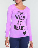 Women Printed Neon Long Sleeve Burnout Purple Larg