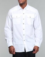 Mo7 Men Woven Solid L/S White X-Large