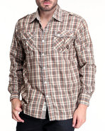 Men Alaska Plaid Button-Down Shirt Brown Medium