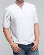 Men Bedford S/S Henley White X-Large