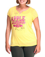 Women Ab Logo Split Neck Tee (Plus) Yellow 1X