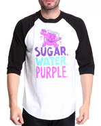 Men Sugar Water Purple Raglan Tee Black Large