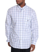 Men Mini Multi Plaid Button Down Shirt White Small