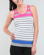 Women Stripe Tank Top Grey Medium