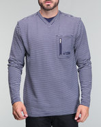 Men Stripe Longsleeve Light Weight V Neck Shirt Na