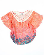 Girls Floral Print Butterfly Top (7-16) Pink 12/14
