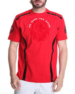 Men Pu Trim Crown Holder Tee Red Large