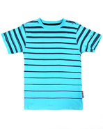 Boys Printed Stripe Crew Neck Tee (4-7) Light Blue