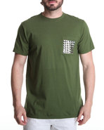 Men Paramilitary Studded Pocket Tee Green Large