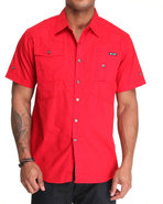 Mo7 Men Solid Mo7 Woven Shirt Red Medium