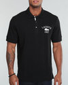 Men S/S New Embroidered Croc Pique Polo Black Larg