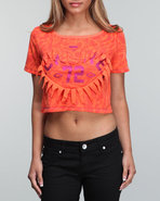 Women Repeat Print Crop Top Red X-Large