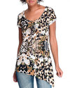 Women Prey For Me Asymmetrical Mixed Print Tee Ani