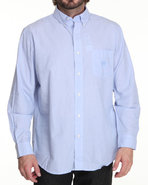 Men Solid L/S Button Down Blue Xx-Large