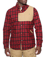 Men Urbaneer Flannel Button-Down Shirt Jacket Red 