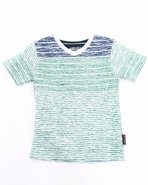 Boys Slub Striped V-Neck Tee (4-7) Green 4 (S)