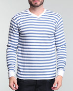 Men Stripes Yarn Dyed Thermal White X-Large