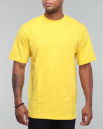 Men Plain Short Sleeve Crew Neck Yellow X-Large